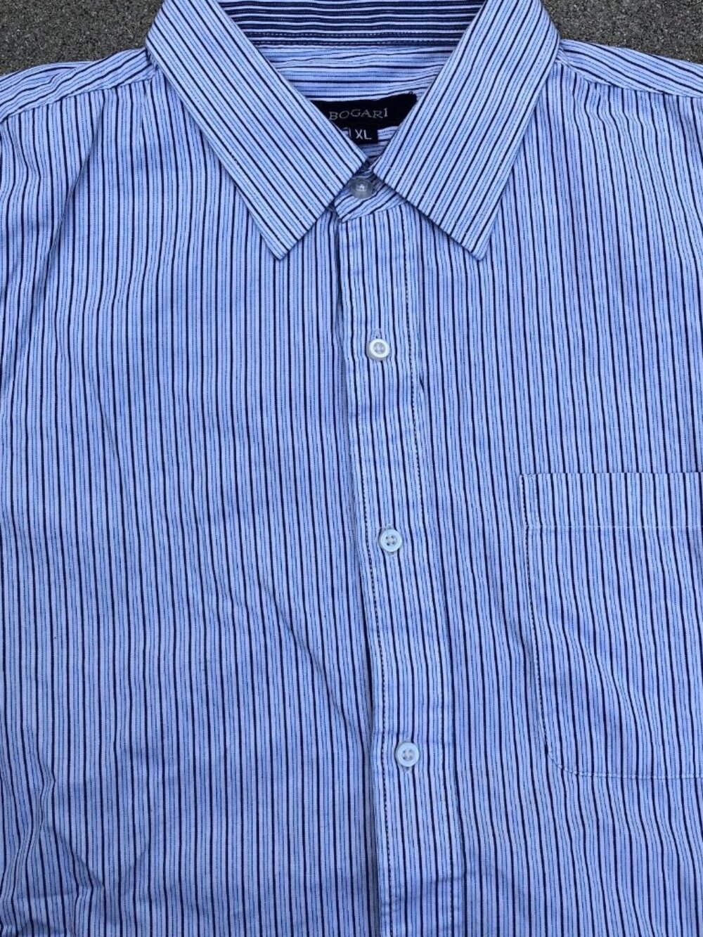 BOGARI Striped Button Down Dress Shirt XL Men's Blue Long Sleeve 100% Cotton - Picture 4 of 7